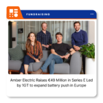 Amber Electric co-founders Chris Thompson and Dan Adams with 1GT representatives following the company’s Series E funding announcement.