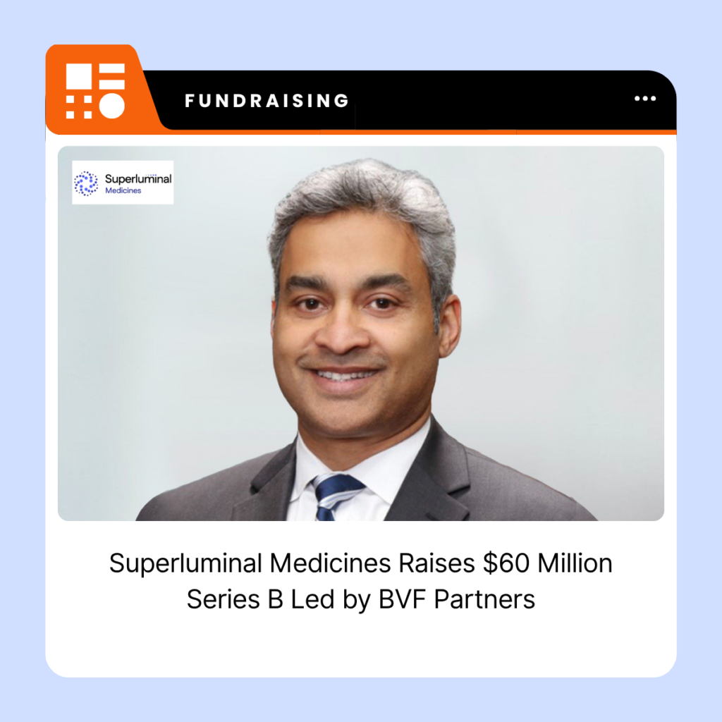 Superluminal Medicines biotechnology company branding representing its $60 million Series B financing