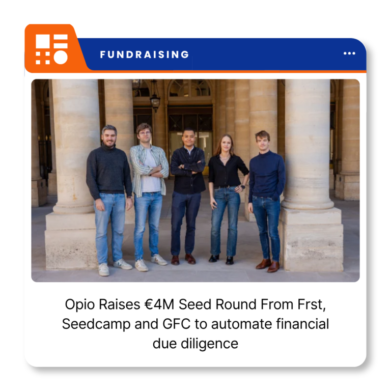 Opio branding for the Paris-based AI financial due diligence startup following its €4 million seed funding round.