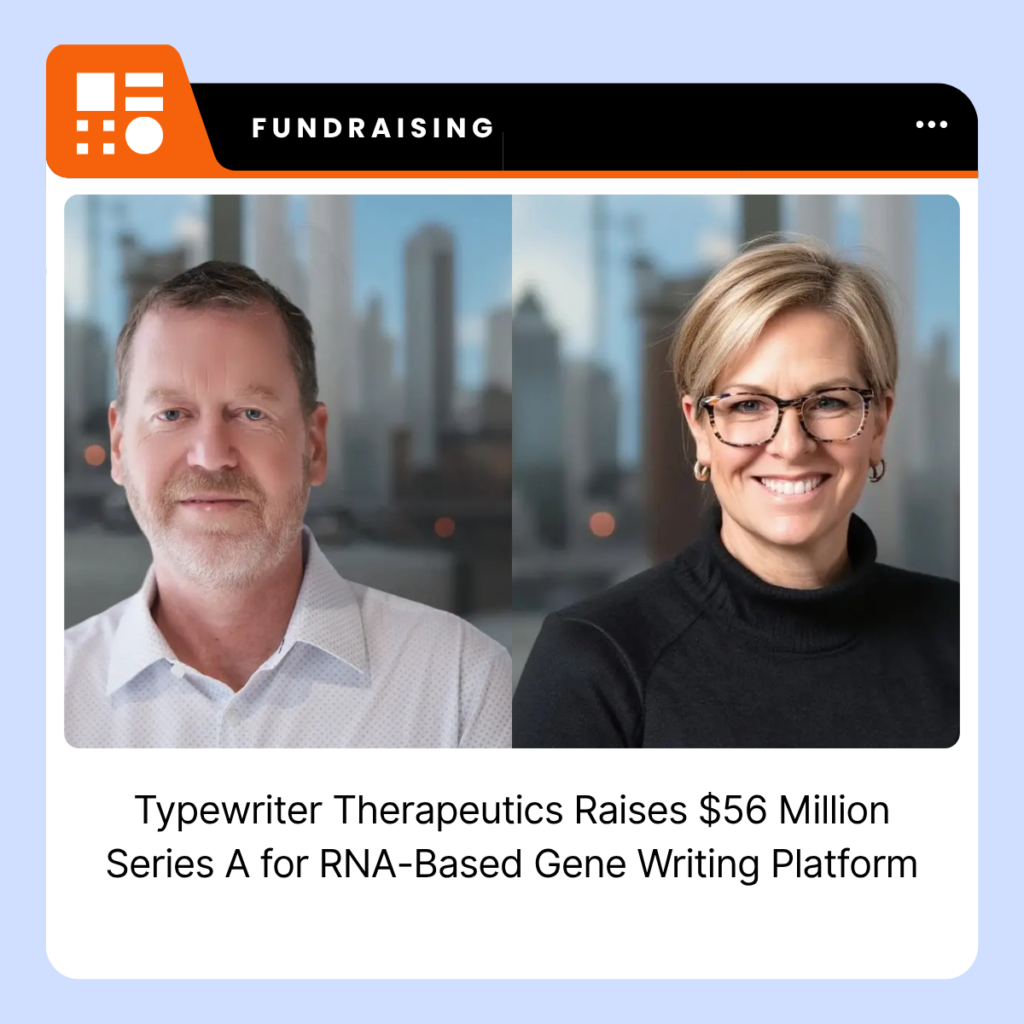 Typewriter Therapeutics logo representing the biotechnology company following its $56 million Series A financing.