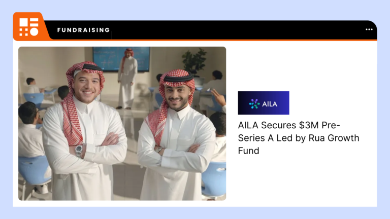 Riyadh-based edtech startup AILA raised $3 million in a pre-Series A round led by Rua Growth Fund to support market expansion and further development of its AI-powered personalised learning technology.