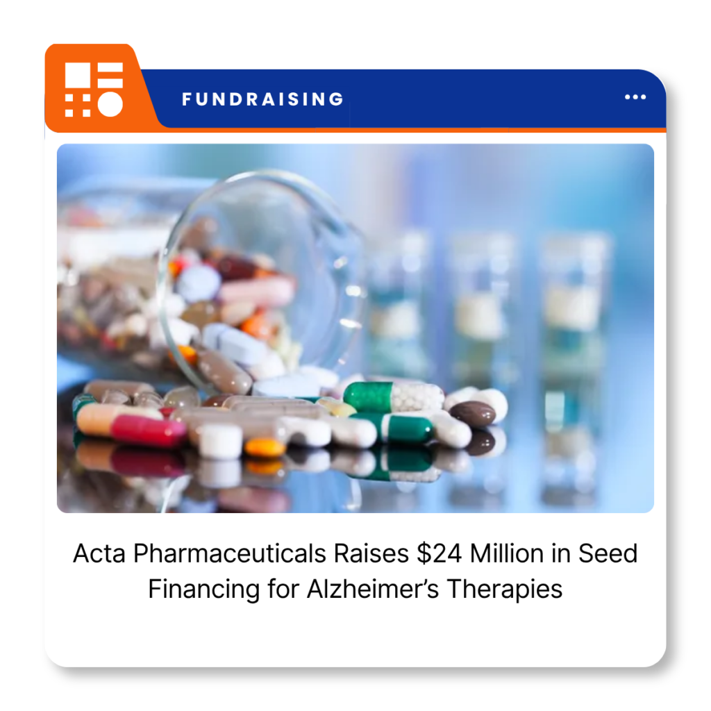 Acta Pharmaceuticals logo representing the Boston-based biotechnology company's work on investigational Alzheimer's disease treatments.