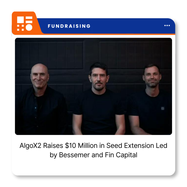 AlgoX2 branding for the data infrastructure company's $10 million seed extension announcement.