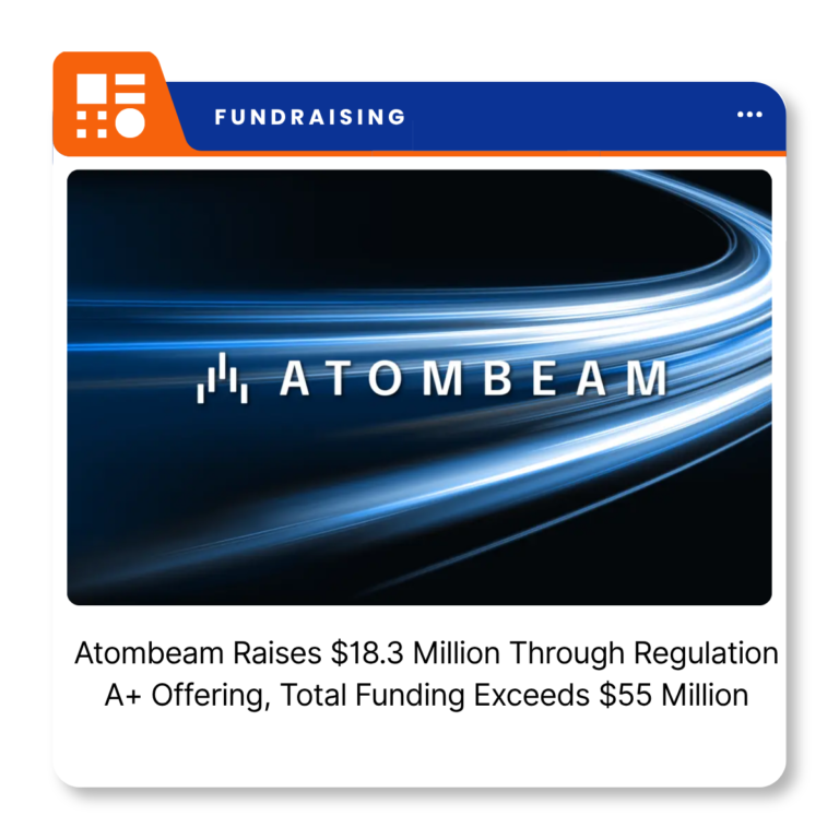 Atombeam Technologies logo representing the US-based AI and data technology company that raised $18.3 million through a Regulation A+ offering.
