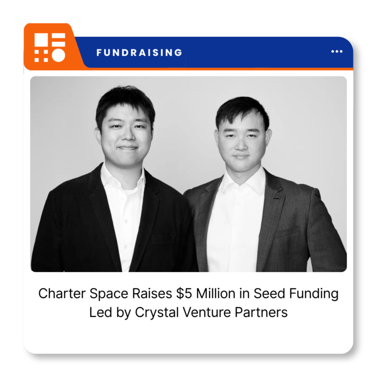 Charter Space company branding for its $5 million seed funding announcement.