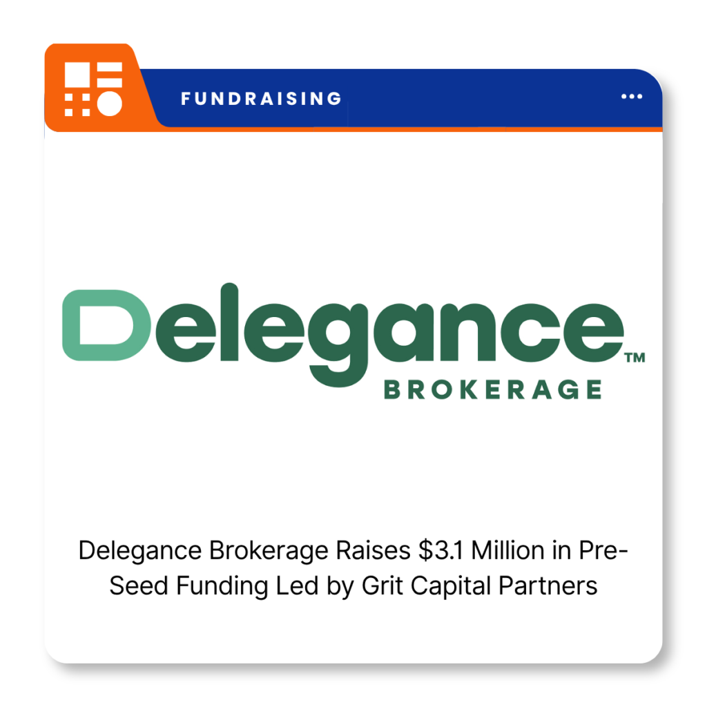 Delegance Brokerage logo representing the New York-based AI-powered commercial insurance brokerage that raised $3.1 million in pre-seed funding.