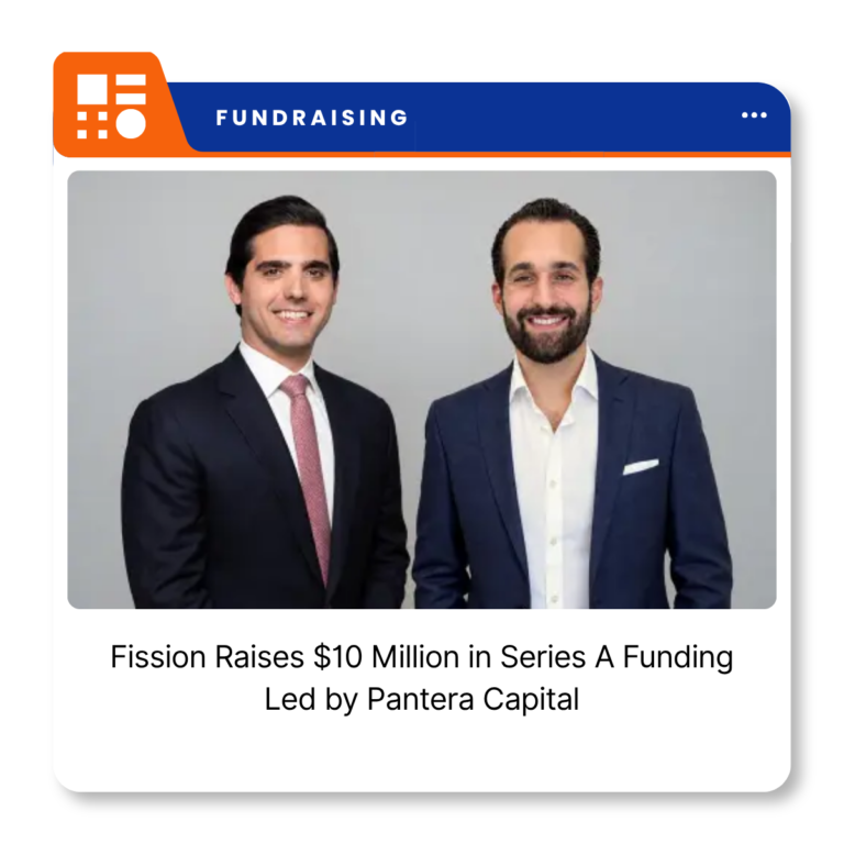 Fission company logo representing its $10 million Series A funding announcement led by Pantera Capital.