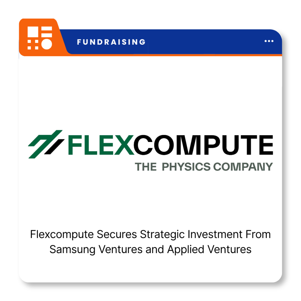 Flexcompute logo representing the US-based AI and physics simulation company backed by Samsung Ventures and Applied Ventures.