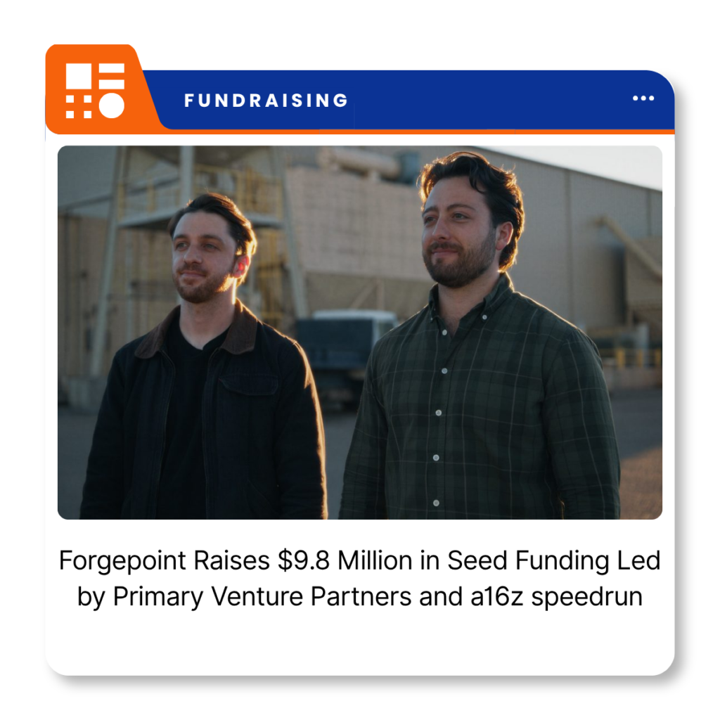 Forgepoint co-founders Jack Strauss and Alex Pareto at a manufacturing facility.