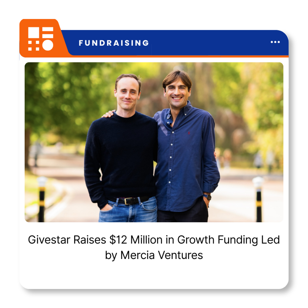 Givestar fundraising platform displayed on a smartphone with the company’s branding.