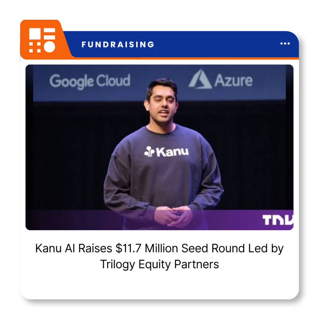 Kanu AI branding for the company's $11.7 million seed funding announcement.