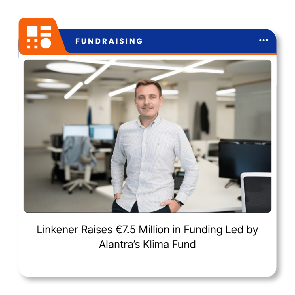 Linkener company logo accompanying the announcement of its €7.5 million funding round led by Klima Energy Transition Fund.