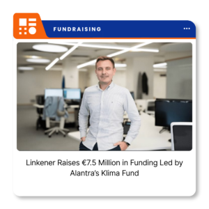 Linkener company logo accompanying the announcement of its €7.5 million funding round led by Klima Energy Transition Fund.
