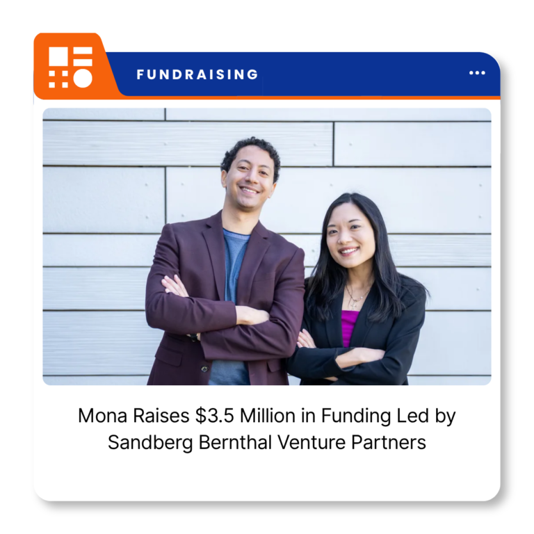 Mona co-founders Andrew Leon Hanna and Anny Dow representing the fintech platform for small business capital access and financial coaching.
