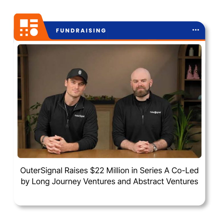 OuterSignal branding for its $22 million Series A funding announcement.