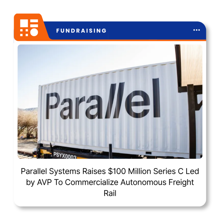 Parallel Systems autonomous battery-electric freight rail vehicle operating on railway tracks.