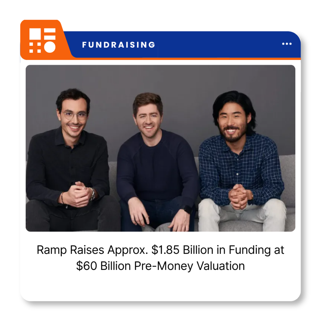 Ramp company logo representing the New York-based financial technology company reportedly raising $1.85 billion at a $60 billion pre-money valuation.
