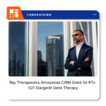 Ray Therapeutics imagery representing the development of RTx-021, an optogenetic gene therapy for Stargardt disease.