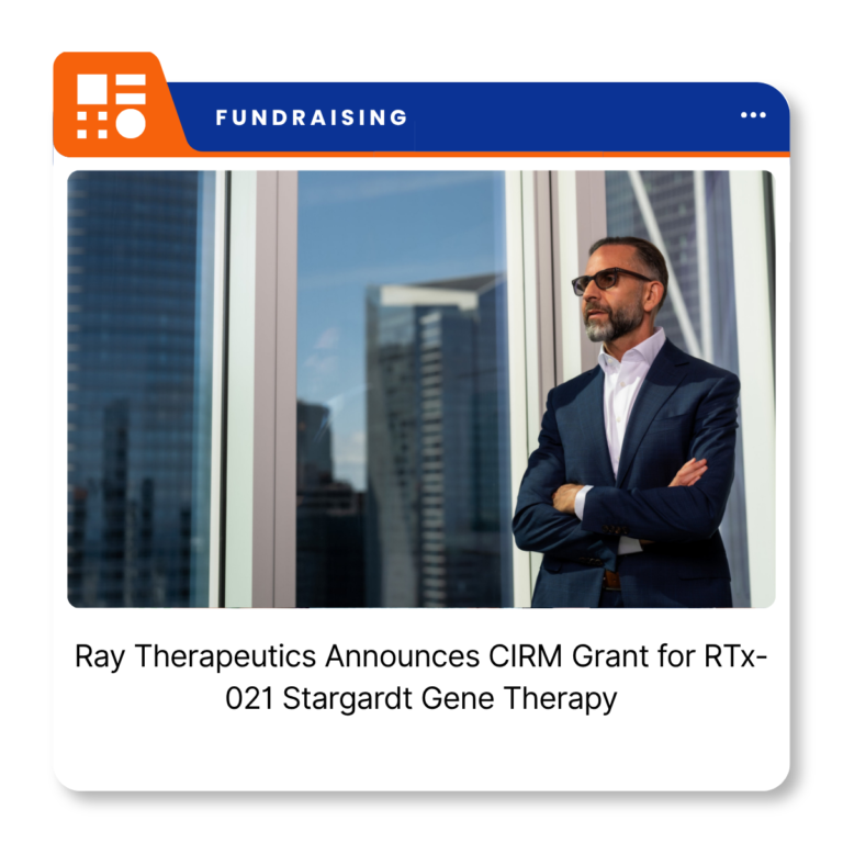 Ray Therapeutics imagery representing the development of RTx-021, an optogenetic gene therapy for Stargardt disease.