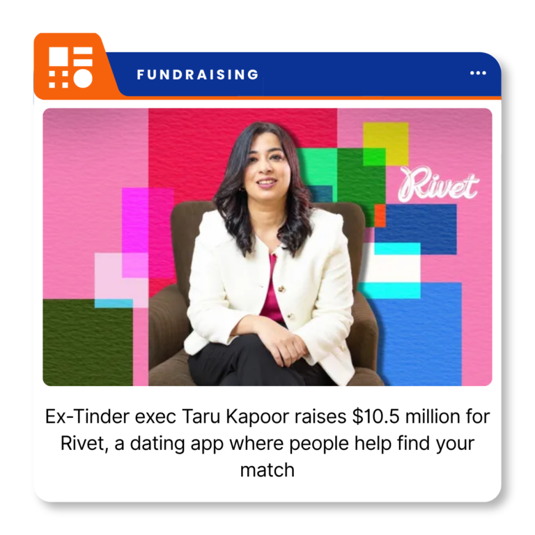 Rivet dating app interface showing its Social Matching experience on a smartphone.