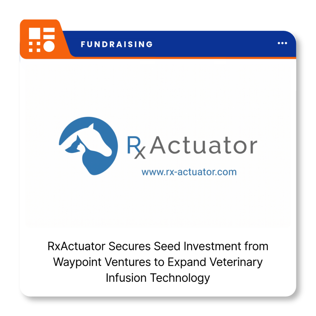 RxActuator Mini-Infuser wearable veterinary medical device designed for continuous medication delivery in animals.