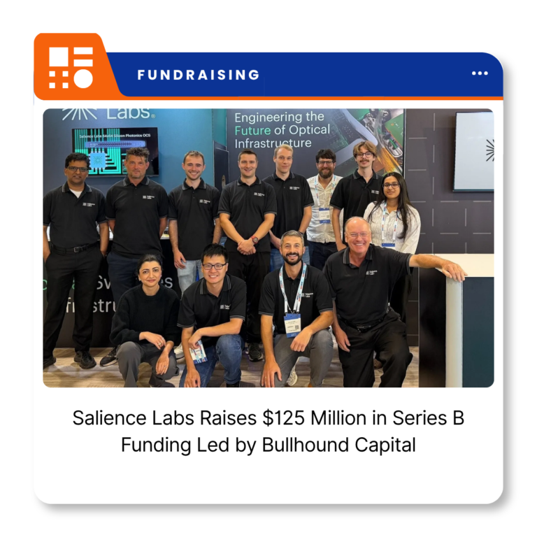 Salience Labs logo representing the UK-based semiconductor startup developing optical networking technology for AI data centres.