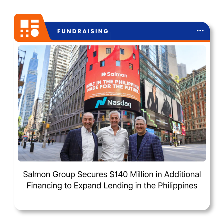 Salmon Group co-founders George Chesakov, Pavel Fedorov, and Raffy Montemayor outside the Nasdaq headquarters in New York.