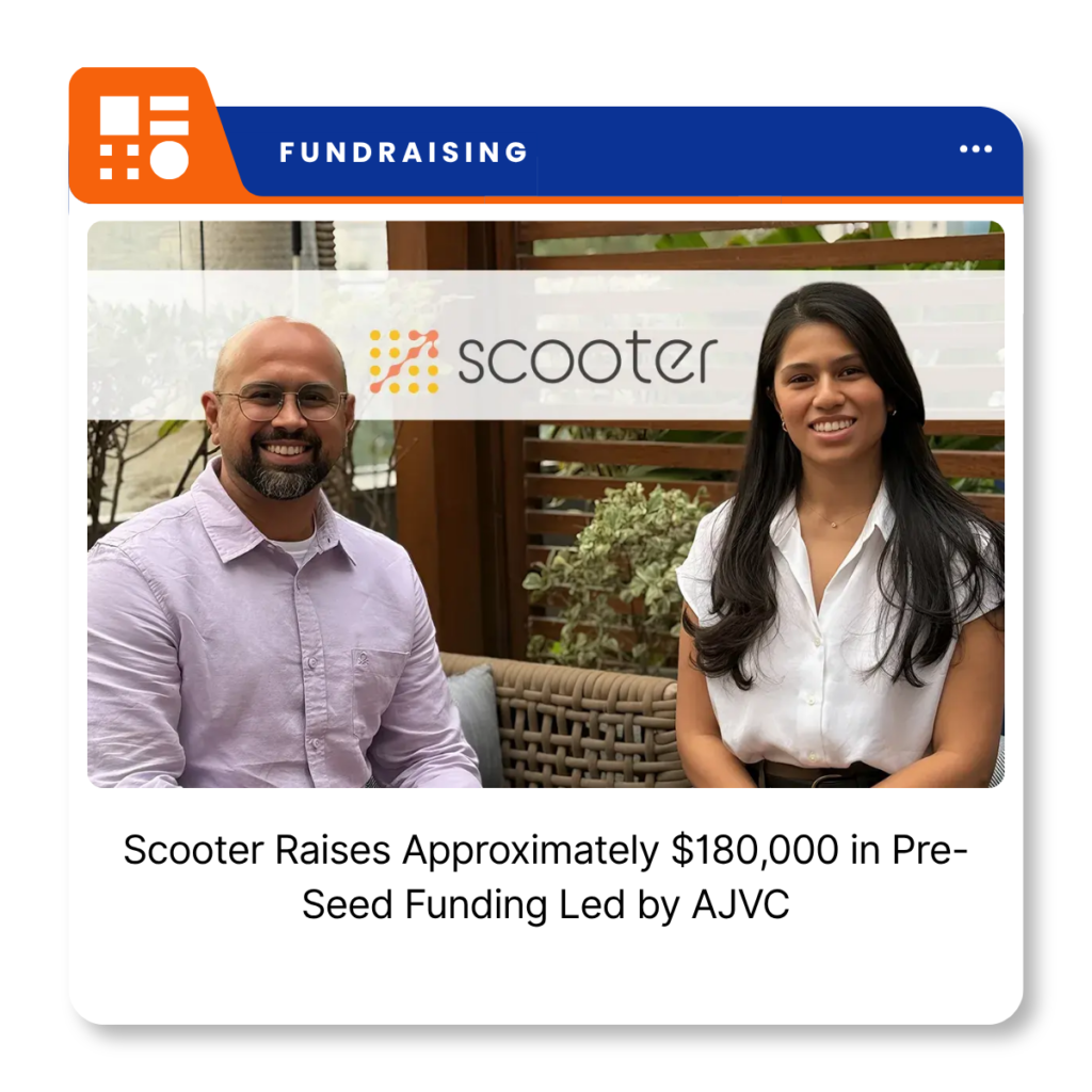 Scooter recruitment software startup branding for its pre-seed funding announcement.