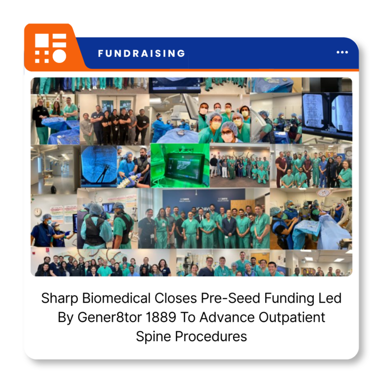 Sharp Biomedical medical device company logo representing its pre-seed funding announcement for outpatient spinal care technology.
