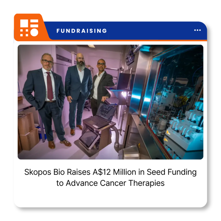 Skopos Bio branding representing the Melbourne-based biotechnology startup developing targeted radiopharmaceutical therapies for cancer.