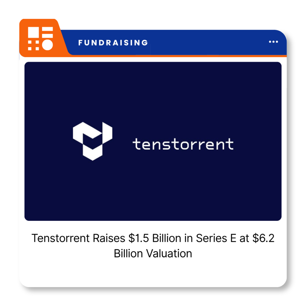 Tenstorrent company logo representing the AI semiconductor developer following its $1.5 billion Series E funding announcement.