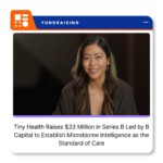 Tiny Health microbiome testing products and company branding following its $33 million Series B funding announcement.