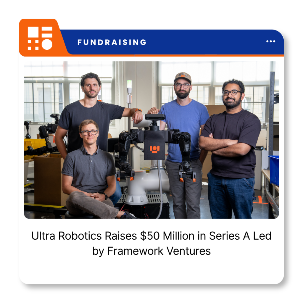 Ultra Robotics' Operator OP1 industrial robotic arm, designed to automate packaging, sorting and kitting tasks in warehouses.