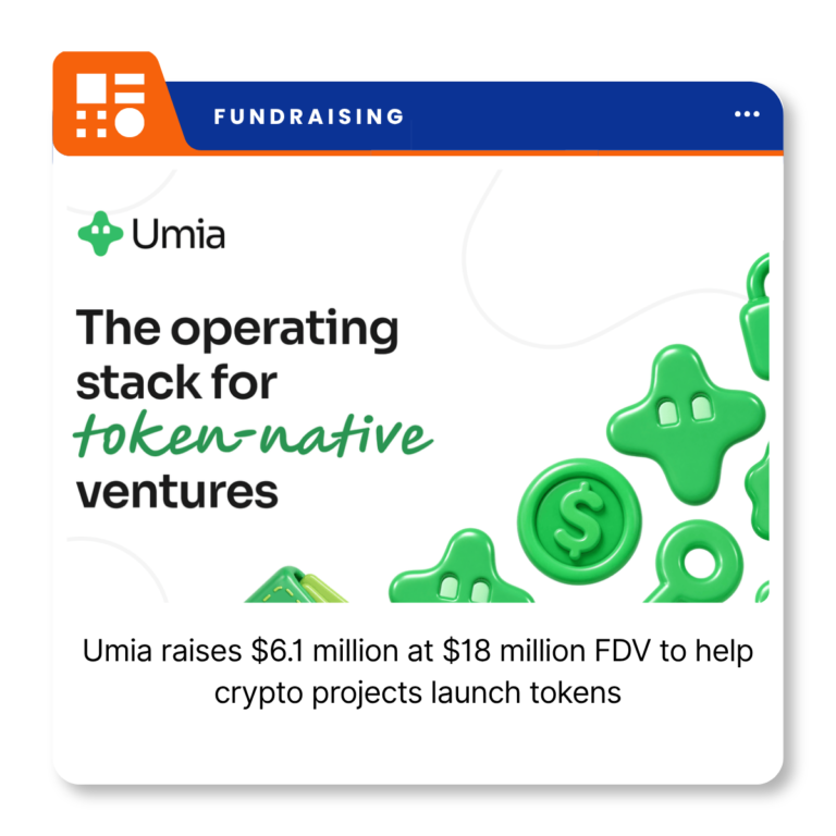 Umia branding for the onchain platform that raised $6 million through its UMIA token auction.