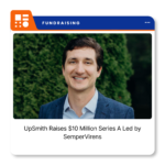 UpSmith company branding for its $10 million Series A funding announcement.