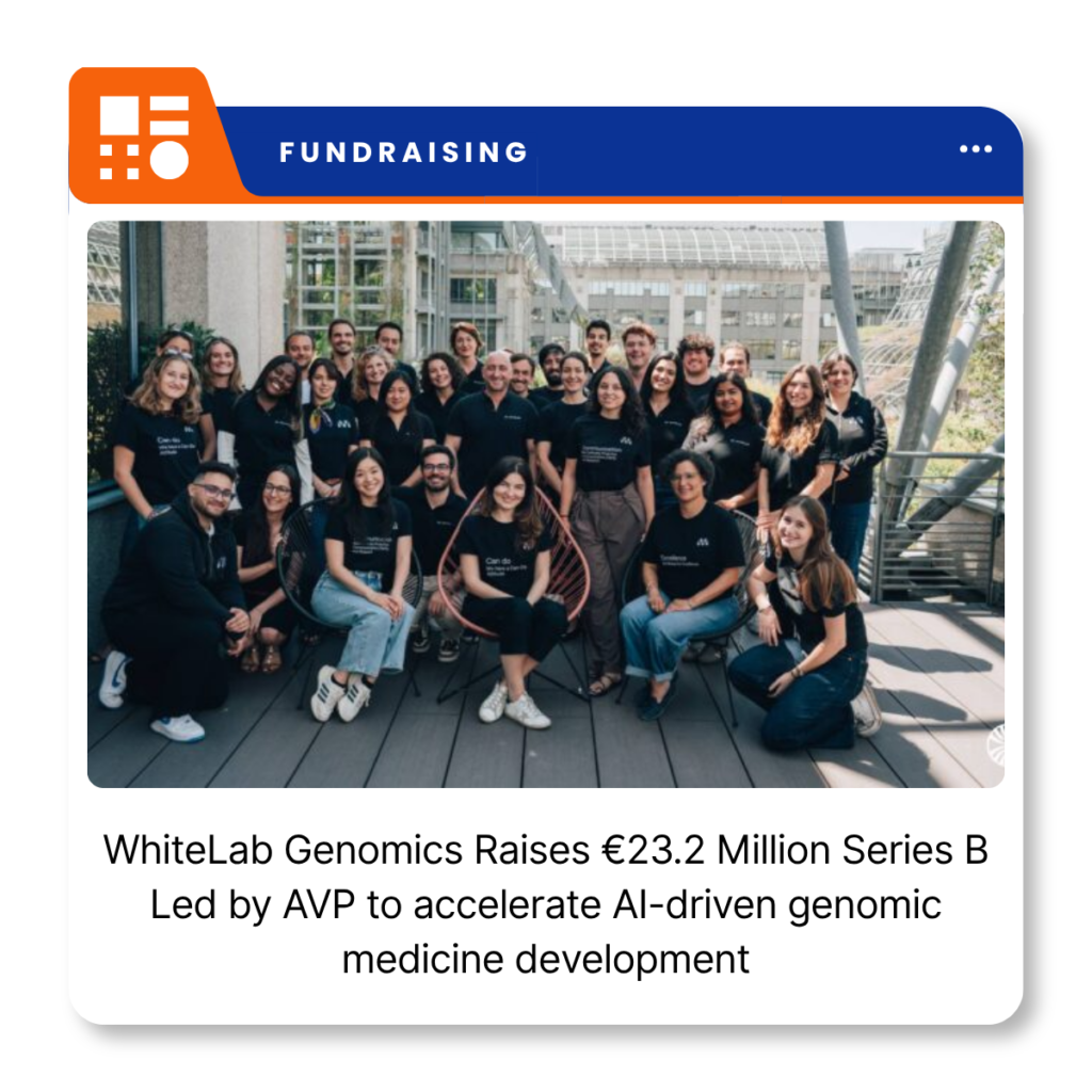 WhiteLab Genomics branding for the company's €23.2 million Series B funding announcement.