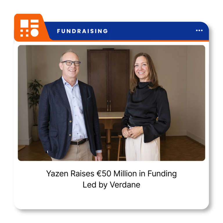Yazen CEO Fredrik Meurling with Verdane Principal Cecilia Nytorp following Yazen's €50 million funding announcement.