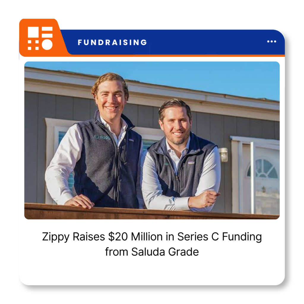 Zippy company logo representing the US manufactured housing finance platform following its $20 million Series C funding announcement.